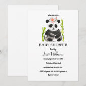 Panda Bear Babydusche Schwarz-Weiß-Natur Einladung (Vorne/Hinten)