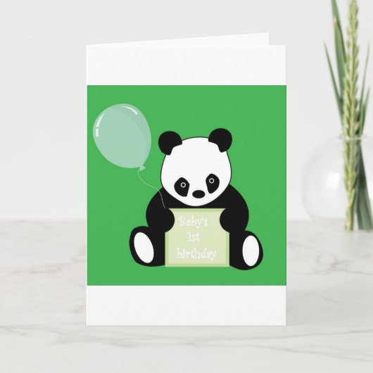 Panda Bear Babys 1. Geburtstag Karte (Vorderseite)