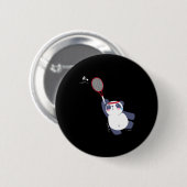 Panda Bear Badminton Player Single verdoppeln Ace Button (Vorne & Hinten)