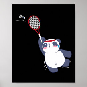 Panda Bear Badminton Player Single verdoppeln Ace  Poster