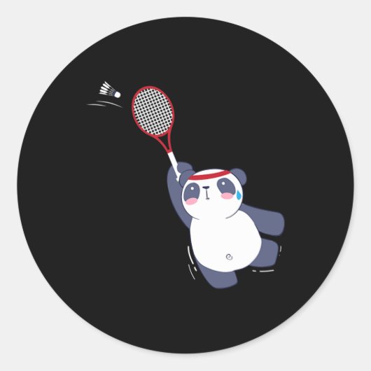 Panda Bear Badminton Player Single verdoppeln Ace Runder Aufkleber (Vorderseite)