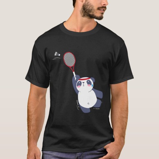 Panda Bear Badminton Player Single verdoppeln Ace T-Shirt (Vorderseite)