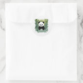 Panda Bear Bamboo im Wald Runder Aufkleber (Tasche)