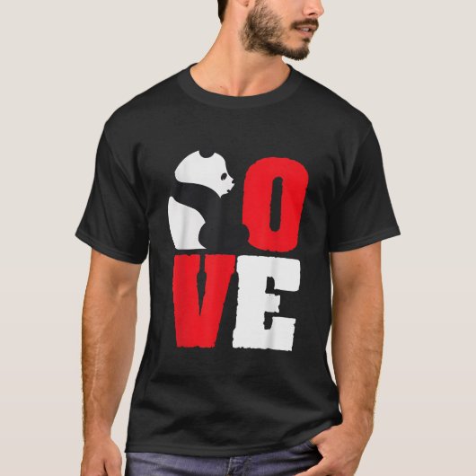 Panda Bear Black and White Panda Liebe T-Shirt (Vorderseite)