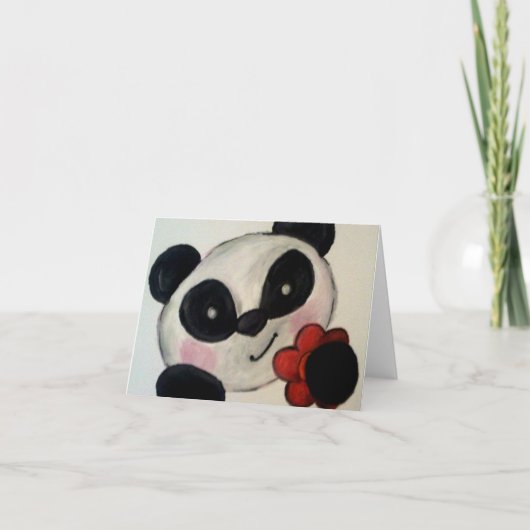 Panda Bear Blume Note Card Karte (Vorderseite)