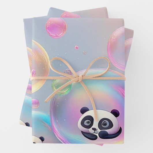Panda Bear Bubbles Geschenkpapier Set (Beispiel)