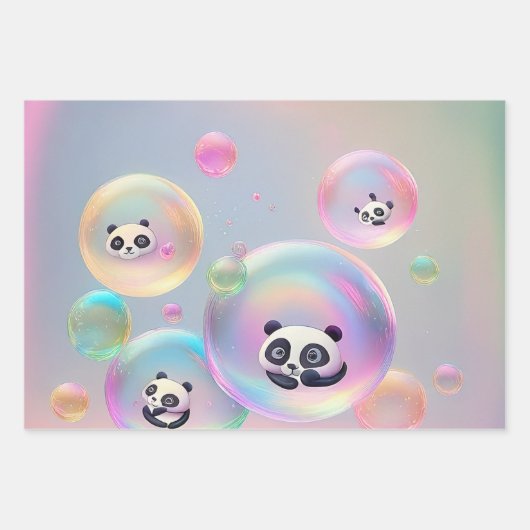 Panda Bear Bubbles Geschenkpapier Set (Vorderseite)