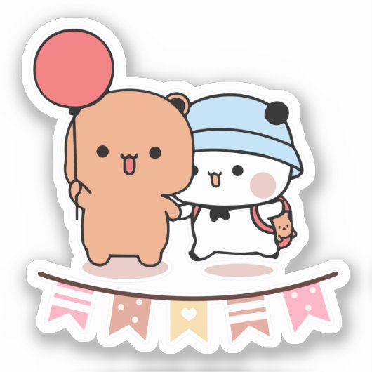 PANDA BEAR, bubu und dudu hugs Liebe Ballon KAWAII Aufkleber (Vorderseite)