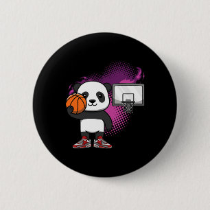 Panda Bear Bysketbyll Player Animal Lover Hoops Dr Button