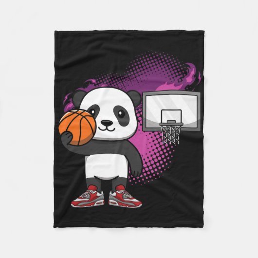 Panda Bear Bysketbyll Player Animal Lover Hoops Dr Fleecedecke (Vorderseite)