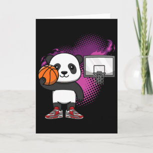 Panda Bear Bysketbyll Player Animal Lover Hoops Dr Karte