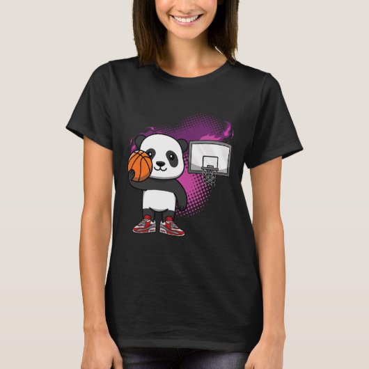 Panda Bear Bysketbyll Player Animal Lover Hoops Dr T-Shirt (Vorderseite)
