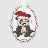 Panda Bear Candy Cane Frame Ornament (Vorderseite)