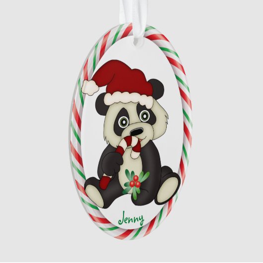 Panda Bear Candy Cane Frame Ornament (Vorderseite)