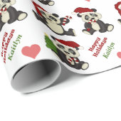 Panda Bear Candy Cane Personalisiert Geschenkpapier (Rolleneckpunkt)