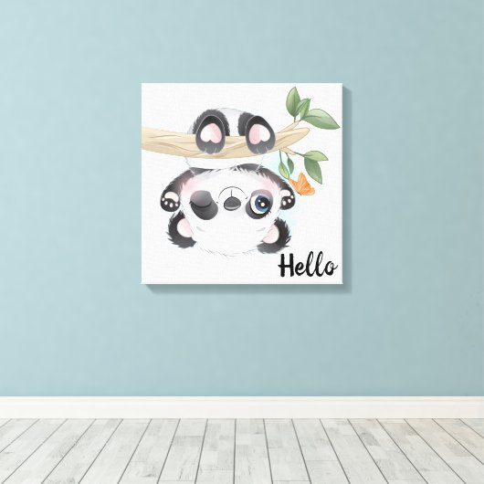 Panda Bear Canvas Print Leinwanddruck (Insitu (Holzboden))