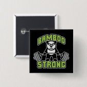 Panda Bear Cartoon - Bamboo Strong - Deadlift Button (Vorne & Hinten)