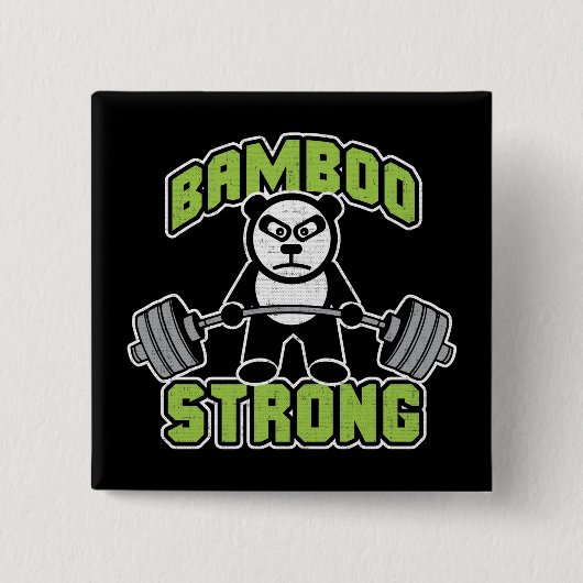 Panda Bear Cartoon - Bamboo Strong - Deadlift Button (Vorderseite)