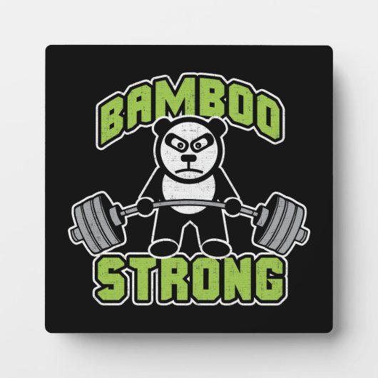 Panda Bear Cartoon - Bamboo Strong - Deadlift Fotoplatte (Vorderseite)