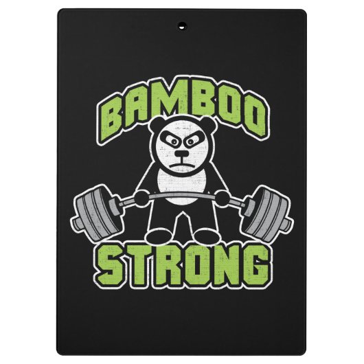 Panda Bear Cartoon - Bamboo Strong - Deadlift Klemmbrett (Rückseite)