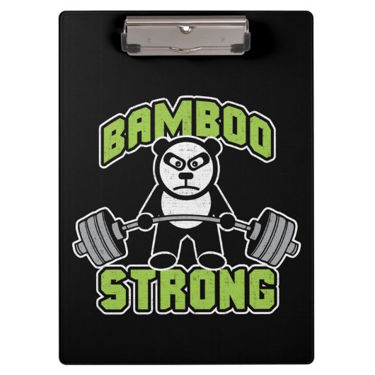 Panda Bear Cartoon - Bamboo Strong - Deadlift Klemmbrett (Vorderseite)