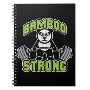Panda Bear Cartoon - Bamboo Strong - Deadlift Notizblock