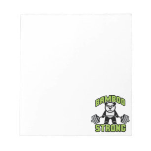 Panda Bear Cartoon - Bamboo Strong - Deadlift Notizblock