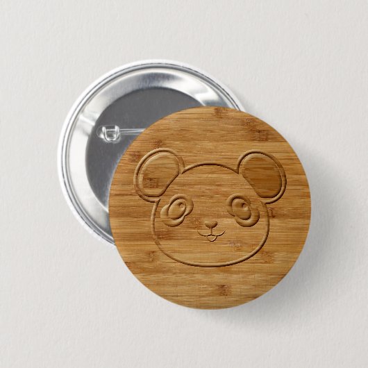 Panda Bear Carved Bamboo Print Button (Vorne & Hinten)