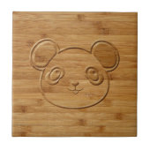 Panda Bear Carved Bamboo Print Fliese (Vorderseite)