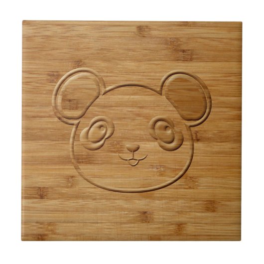 Panda Bear Carved Bamboo Print Fliese (Vorderseite)