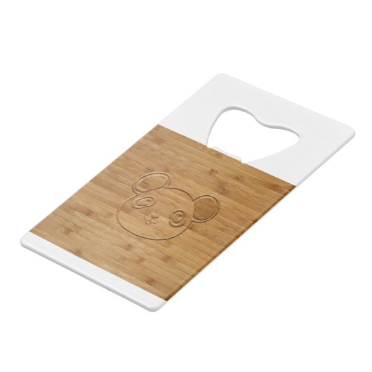 Panda Bear Carved Bamboo Print Geldbeutel Flaschenöffner (Rückseite Schrägansicht)