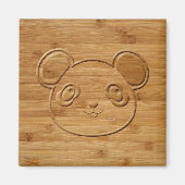 Panda Bear Carved Bamboo Print Magnet (Vorne)
