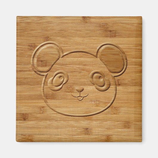 Panda Bear Carved Bamboo Print Magnet (Vorne)