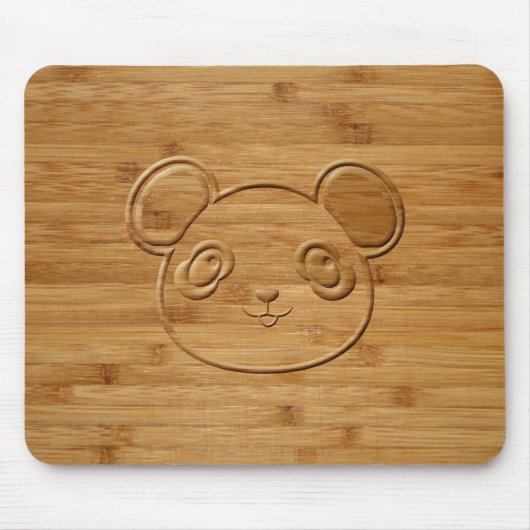Panda Bear Carved Bamboo Print Mousepad (Vorne)
