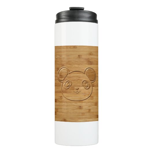Panda Bear Carved Bamboo Print Thermosbecher (Vorderseite)