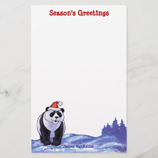 Panda Bear Christmas Briefpapier (Vorderseite)
