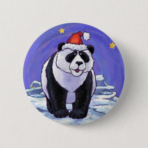 Panda Bear Christmas Button
