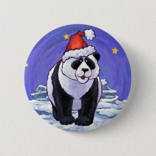 Panda Bear Christmas Button