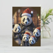 Panda Bear Christmas Einladung (Stehend Vorderseite)
