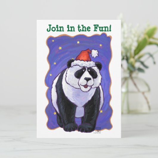 Panda Bear Christmas Einladung (Stehend Vorderseite)