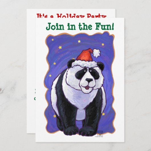 Panda Bear Christmas Einladung (Vorne/Hinten)