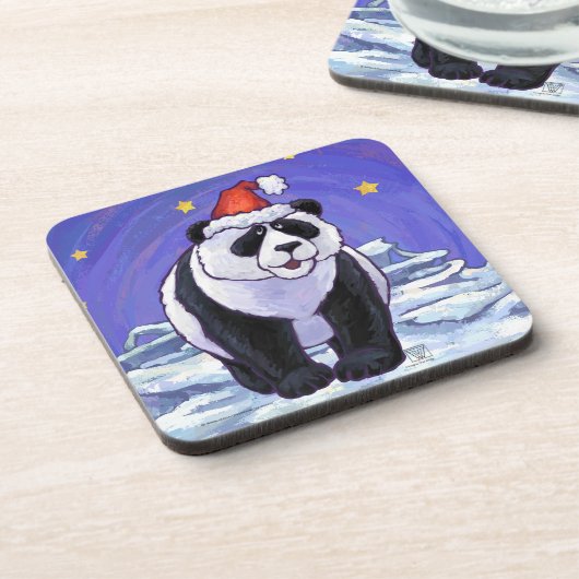 Panda Bear Christmas Getränkeuntersetzer (Linke Seite)