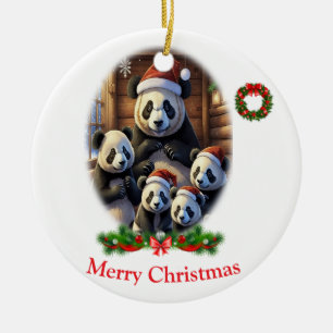 Panda Bear Christmas Keramik Ornament