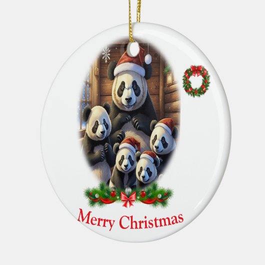 Panda Bear Christmas Keramik Ornament (Links)