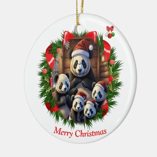 Panda Bear Christmas Keramik Ornament (Links)