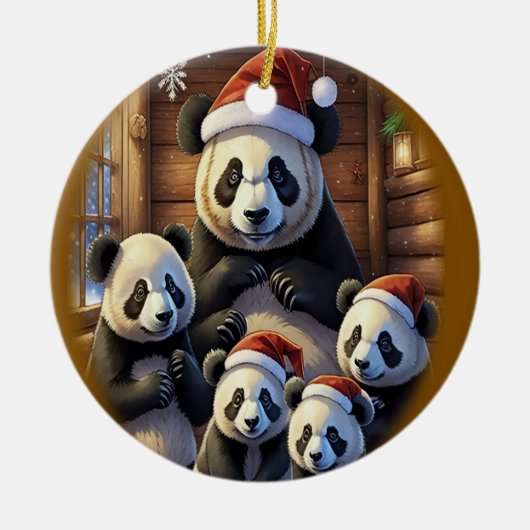 Panda Bear Christmas Keramik Ornament (Vorne)