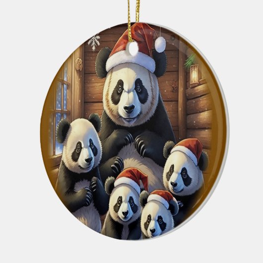 Panda Bear Christmas Keramik Ornament (Links)