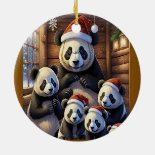 Panda Bear Christmas Keramik Ornament