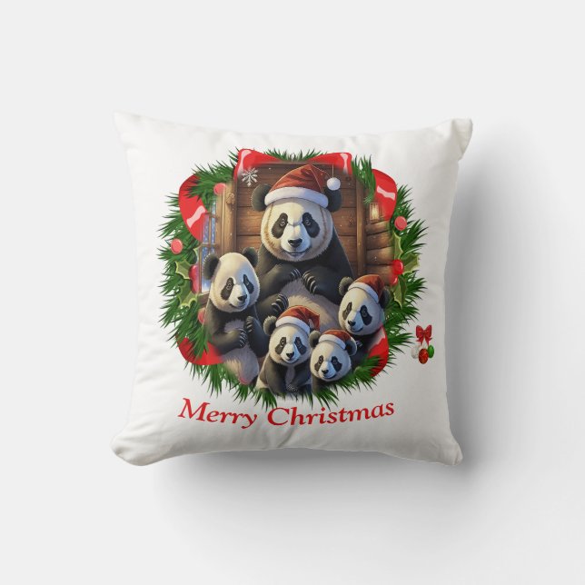 Panda Bear Christmas Kissen (Vorderseite)