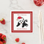 Panda Bear Christmas Niedliches Custom Red Party Serviette (Beispiel)